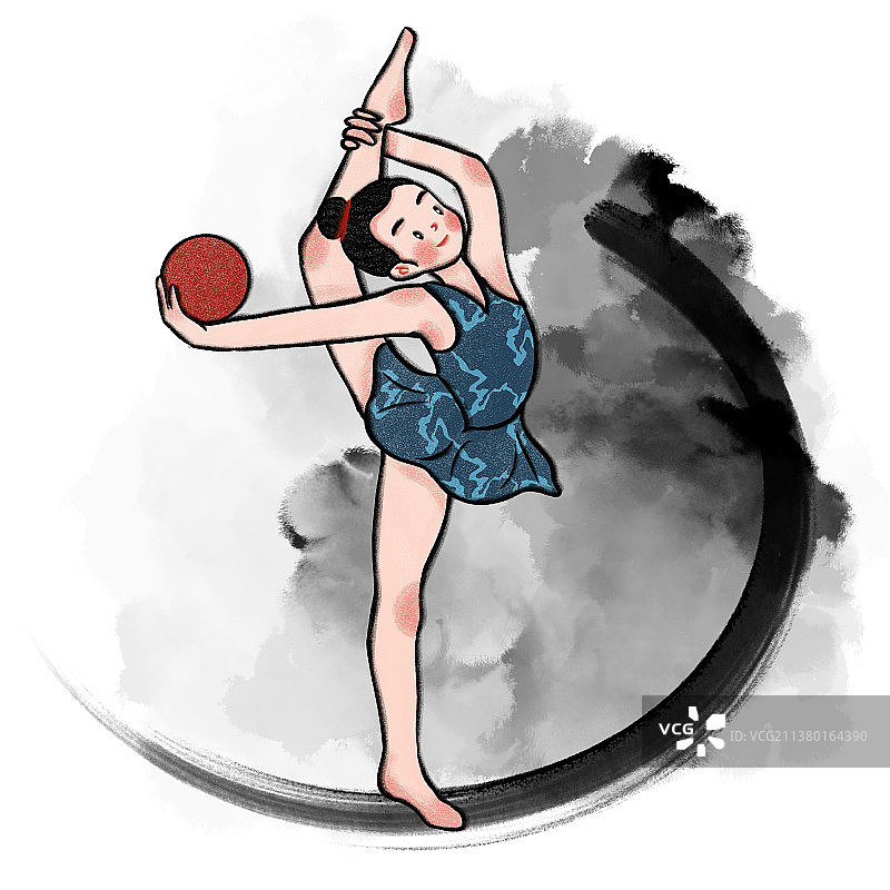 年轻艺术体操女运动员图片素材