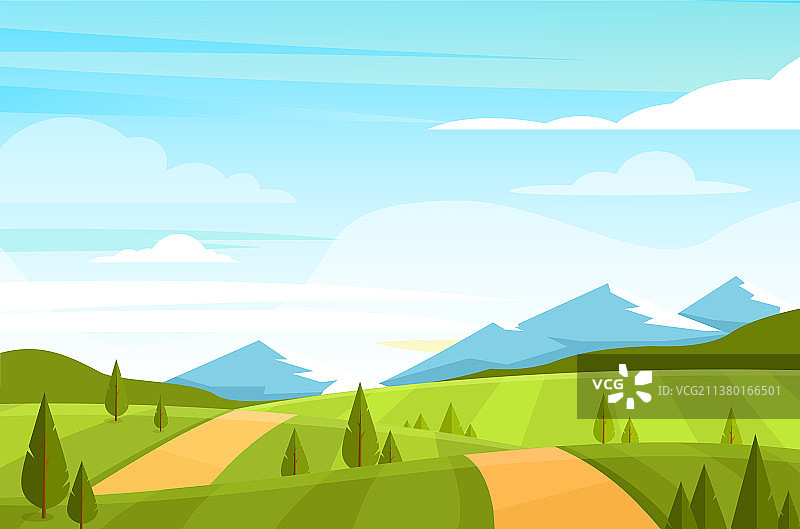 有丘陵的田野景观图片素材