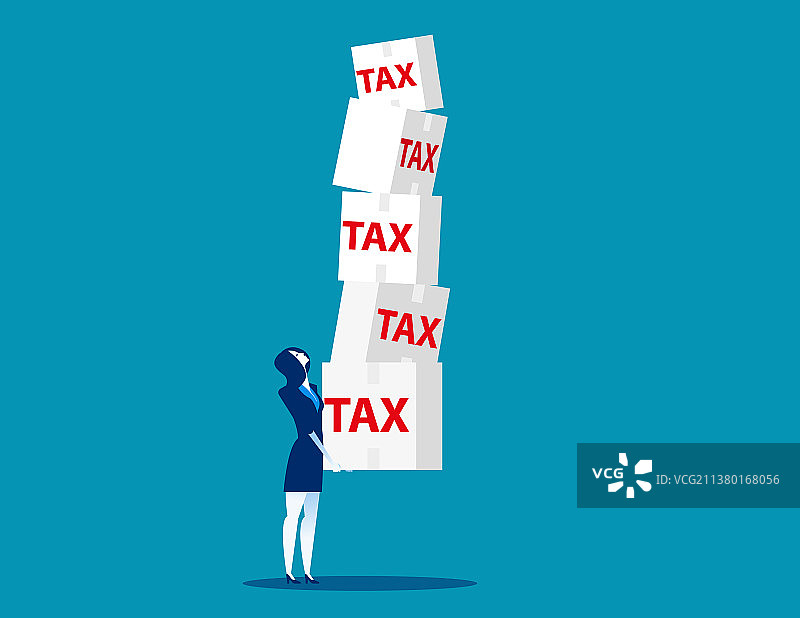 女商人拿着税务概念图图片素材