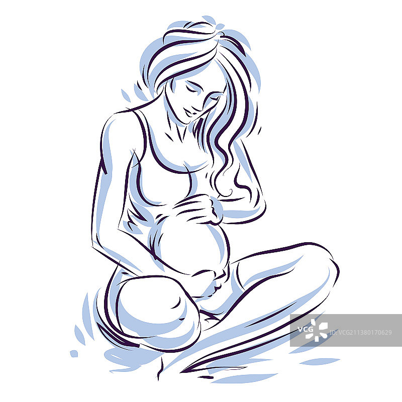手绘孕妇图片素材