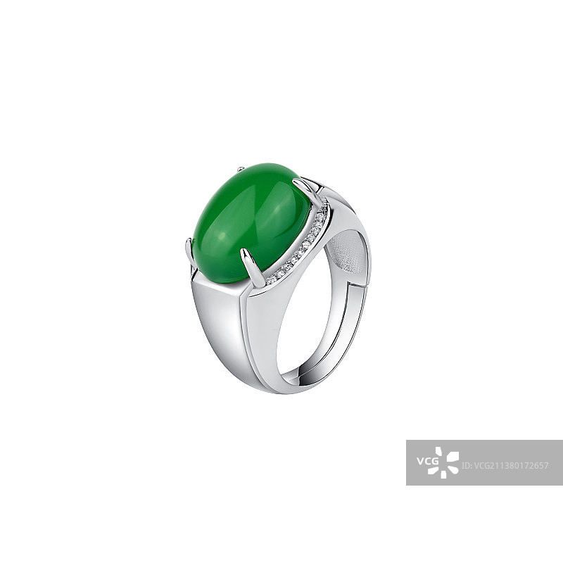 戒指，绿玉髓，白底图图片素材