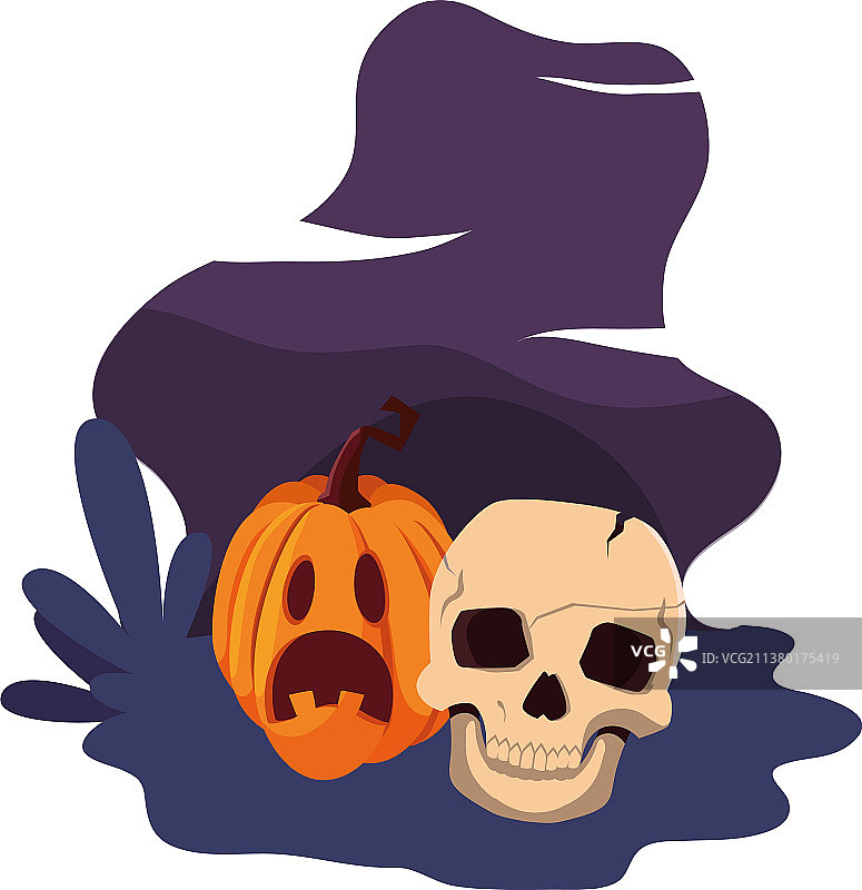 南瓜和骷髅万圣节庆祝图片素材