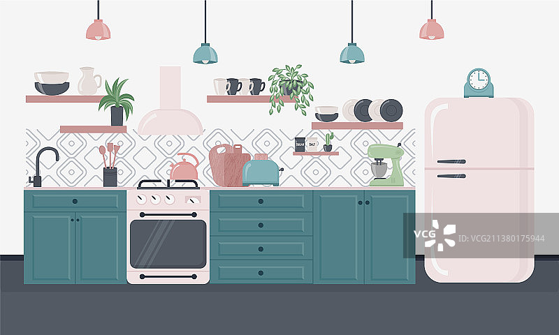 带家具的厨房室内banner图片素材