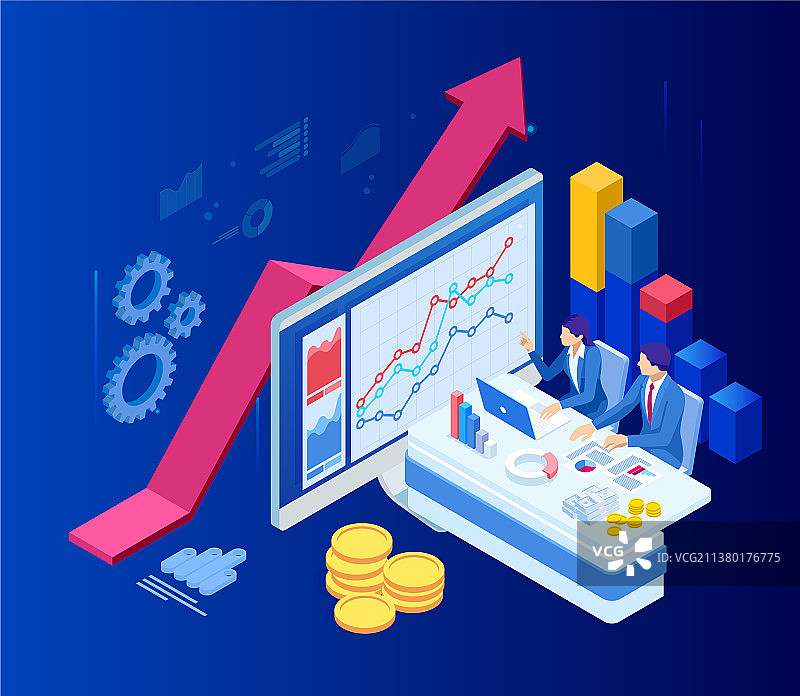 2.5D网络商业金融概念图片素材