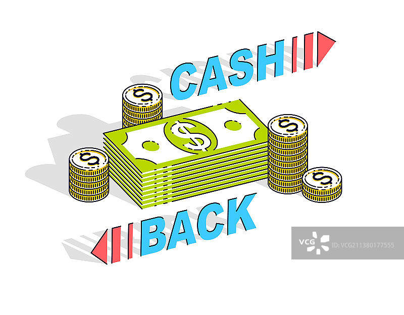 现金返还概念，现金美元堆叠图片素材