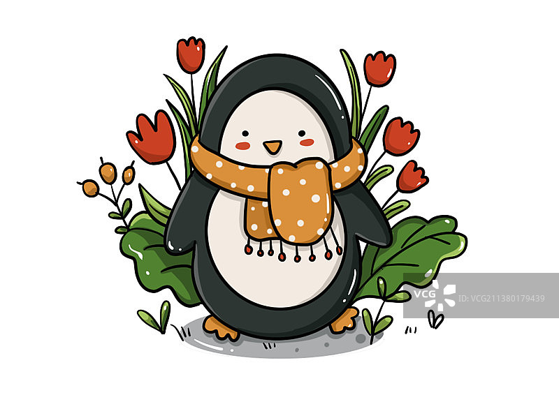 可爱治愈插画动漫动物企鹅图片素材