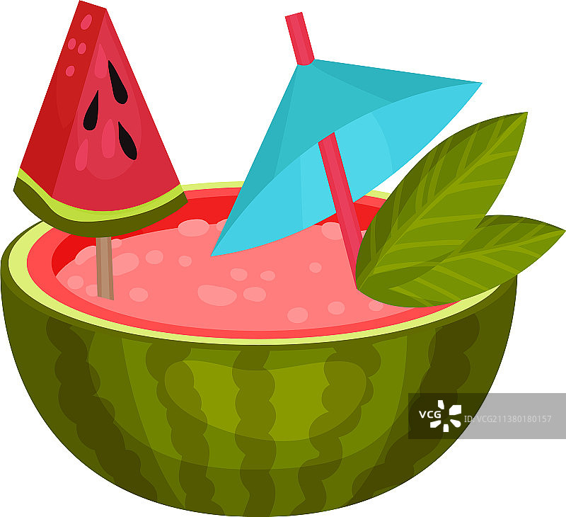 半个西瓜里的鸡尾酒图片素材