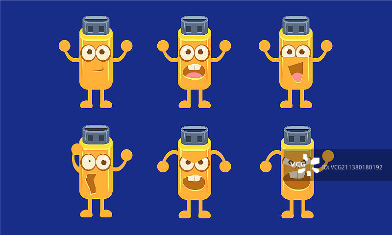 U盘卡通人物趣味黄色存储图片素材