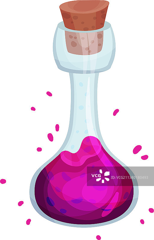 装有粉红色药剂的高颈瓶图片素材