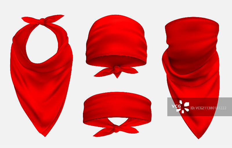 红色头巾逼真3D配饰图片素材