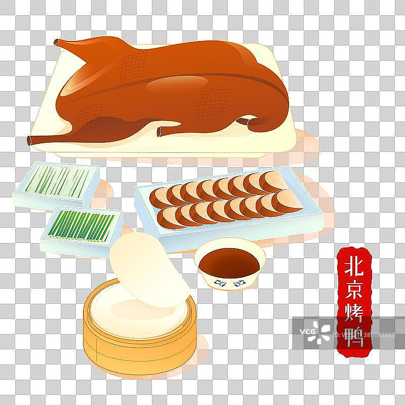 中国风北京烤鸭矢量插画元素图片素材