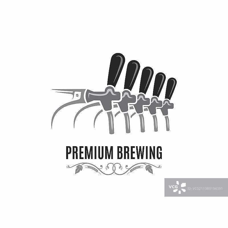 白色背景上的复古啤酒龙头酿造标志图片素材