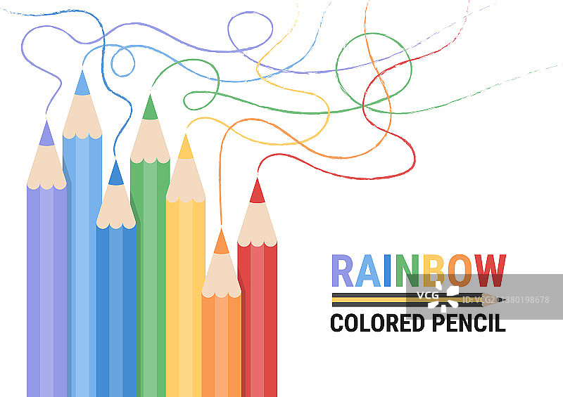 彩虹色铅笔艺术创作图片素材