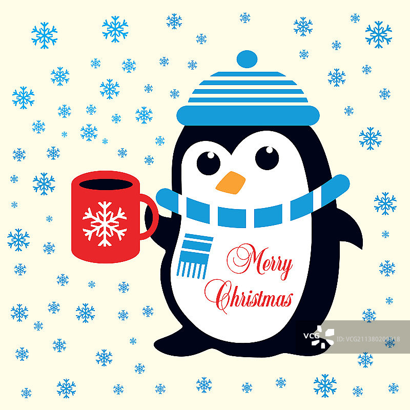 戴蓝色帽子的可爱企鹅图片素材