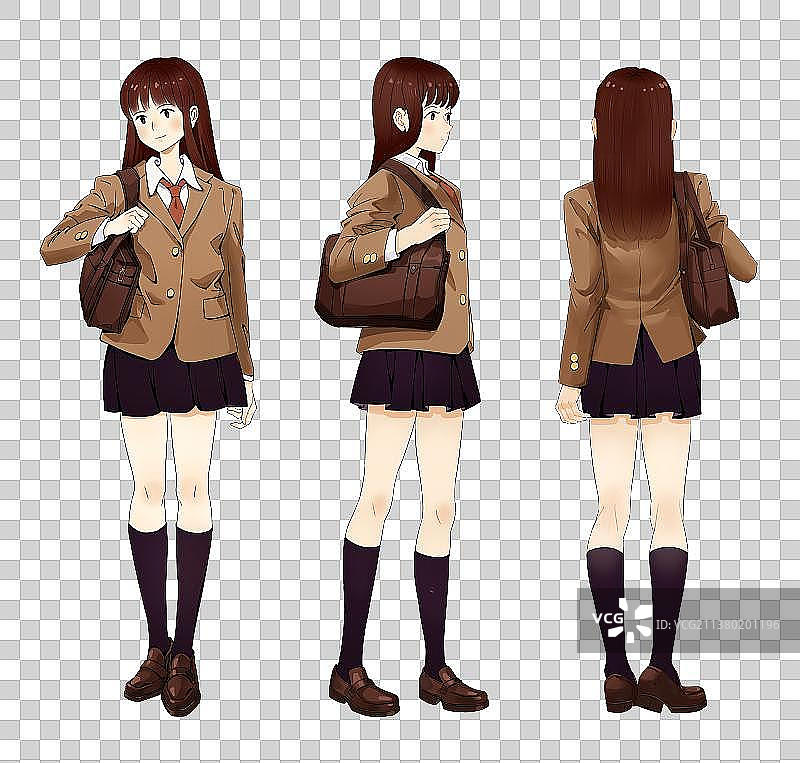 高中女生校服站立免抠素材图片素材