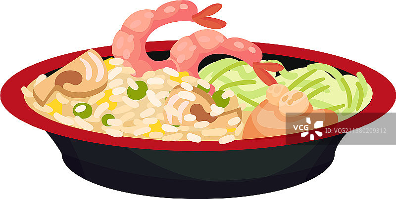 盘装鲜虾盖饭图片素材