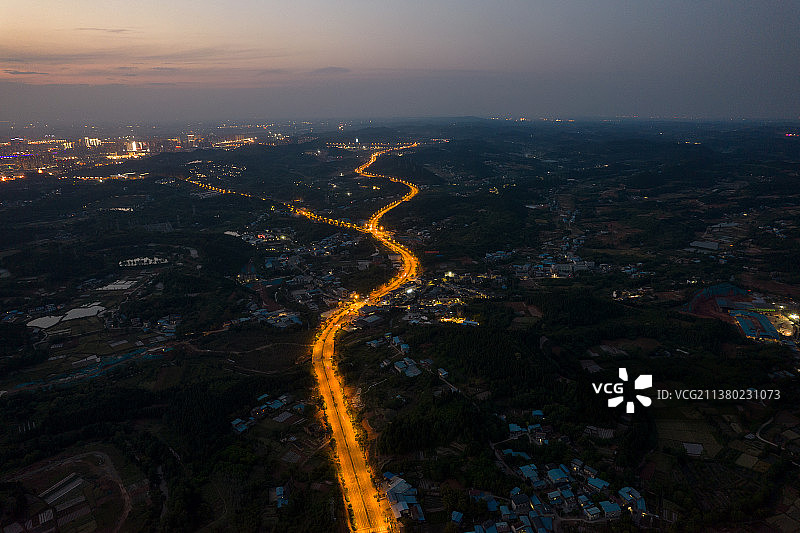 航拍四川省德阳市一环路夜景图片素材