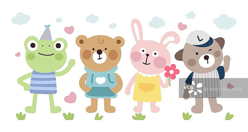 手绘卡通可爱小动物插画图片素材