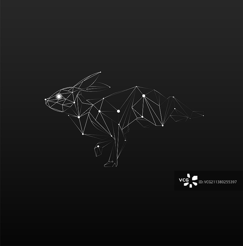 兔子 立体线条 抽象 矢量插图图片素材