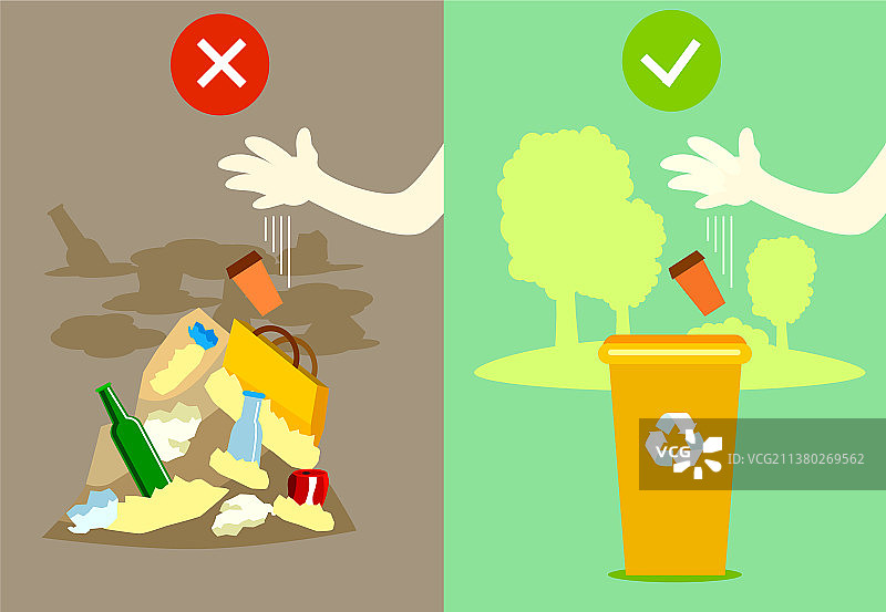 卡通禁止乱扔烟头提示牌图片素材