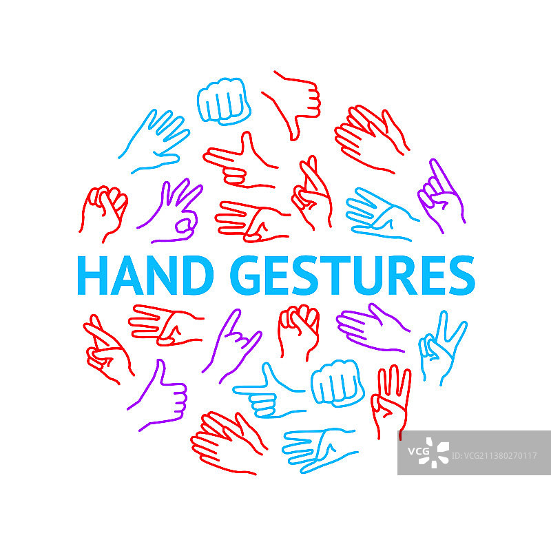 细线条圆形手势符号设计图片素材