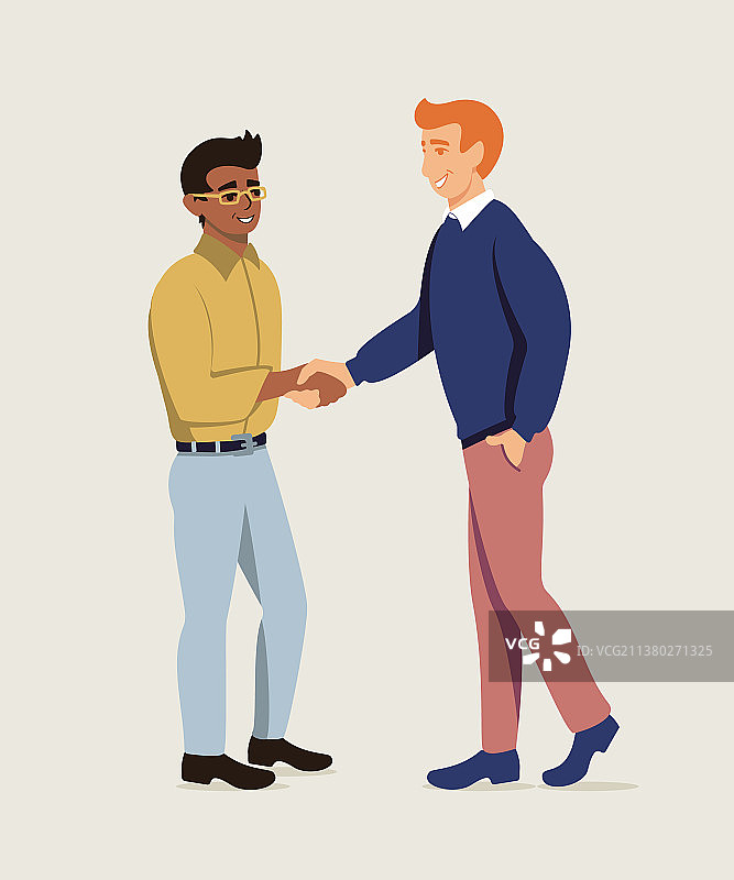 商业伙伴握手扁平风格插画图片素材