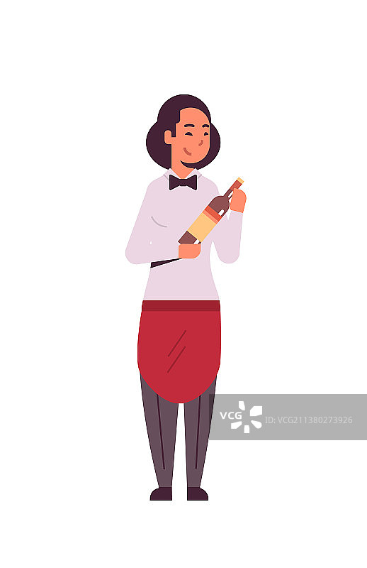 专业女服务员拿着葡萄酒瓶图片素材