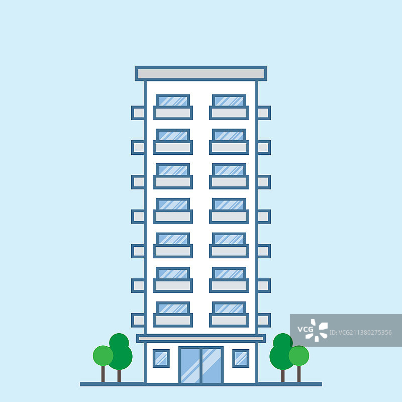 带阳台的酒店建筑立面图片素材