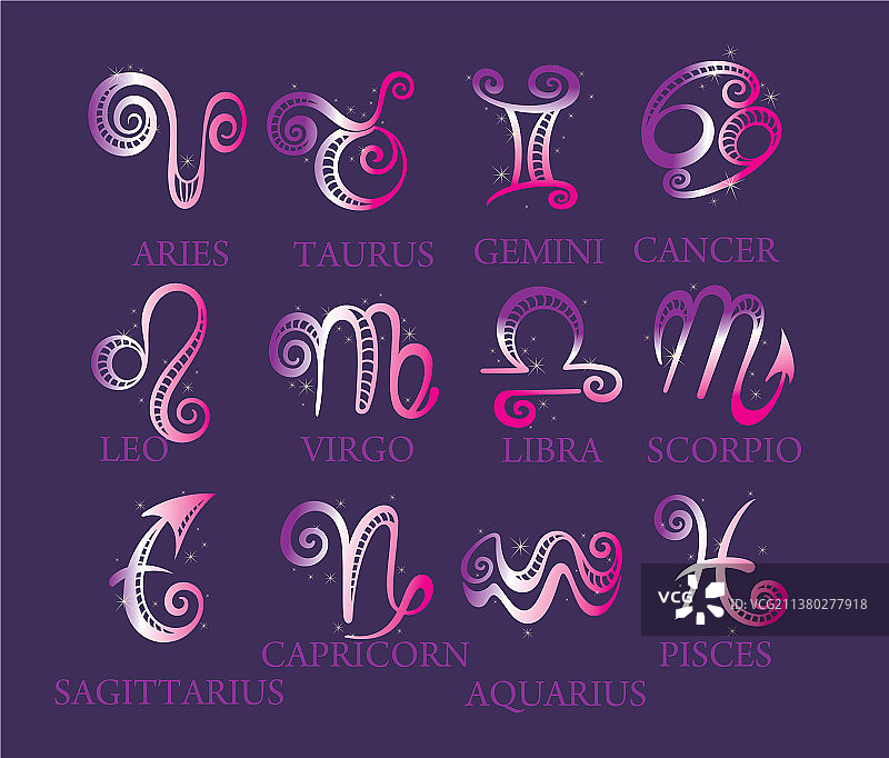 十二星座彩色合集图片素材