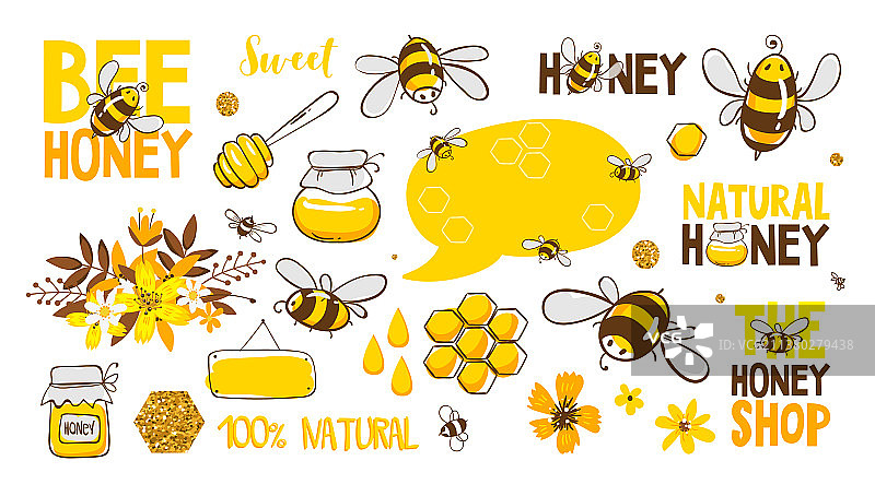 蜜蜂蜂蜜字母及养蜂素材图片素材