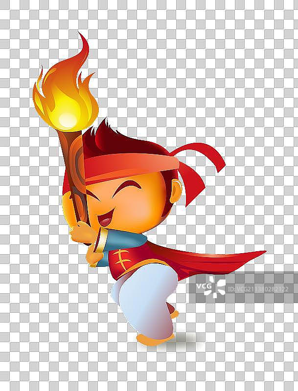 一个小孩子拿火把的矢量插画图片素材