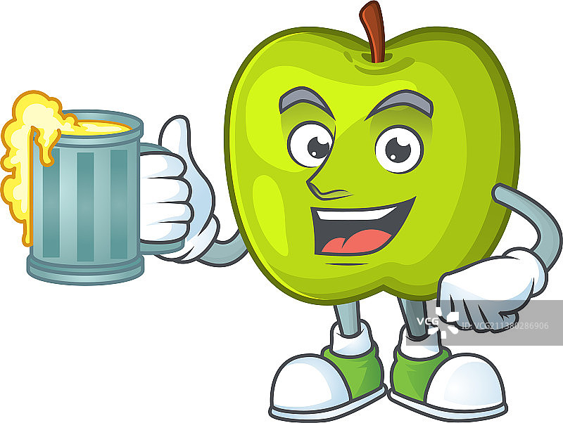 青苹果卡通吉祥物果汁图片素材