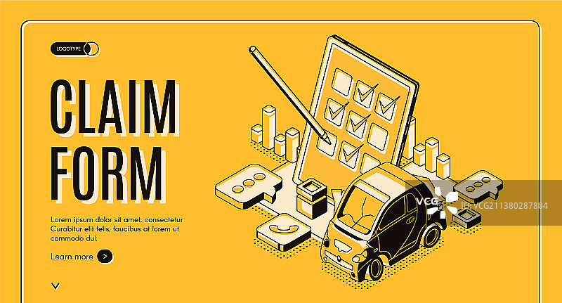 汽车保险理赔单2.5D banner图片素材