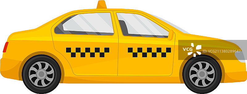 白色背景上的黄色出租车图片素材