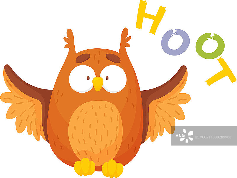 卡通棕色猫头鹰鸣叫图片素材