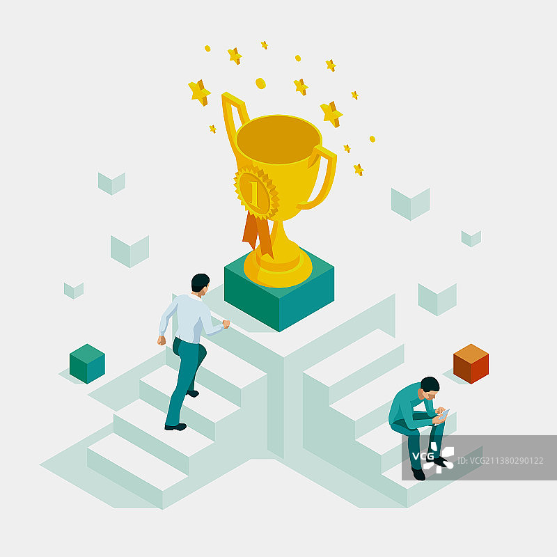 2.5D风格：商务人士的成功领导奖图片素材