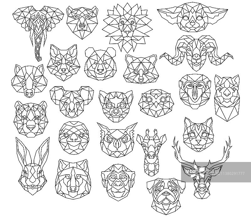 动物多边形肖像合集图片素材