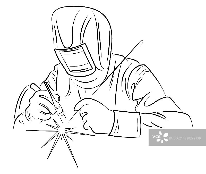 焊接工人焊接金属黑白照片图片素材