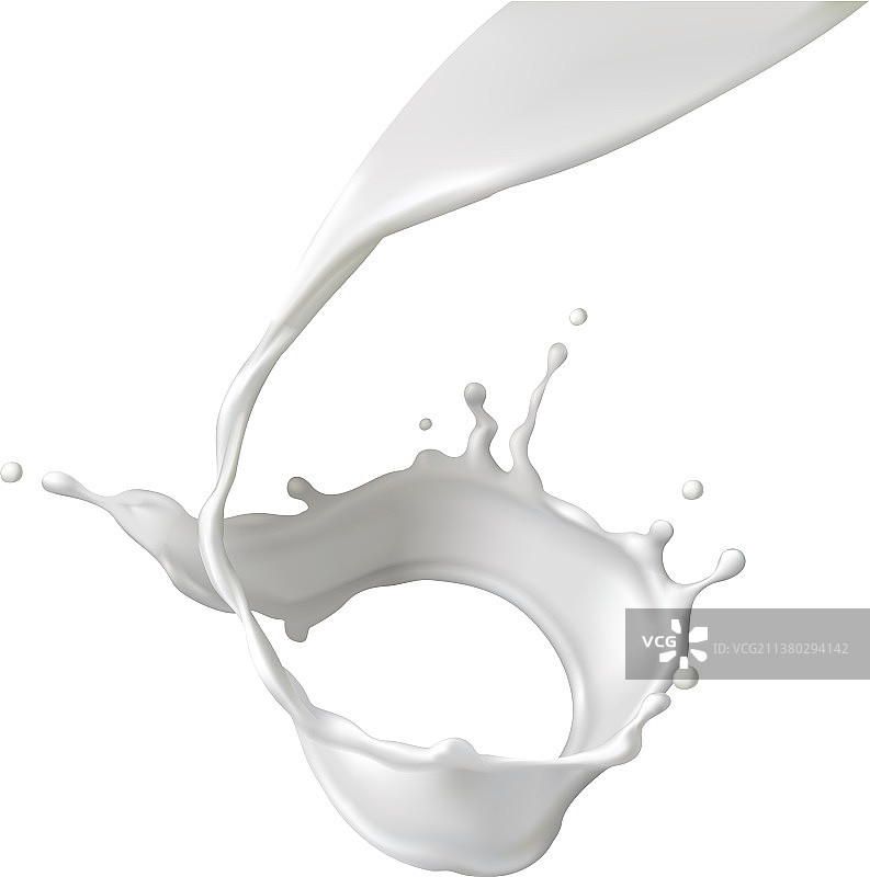 逼真的牛奶飞溅倾倒或漩涡图片素材