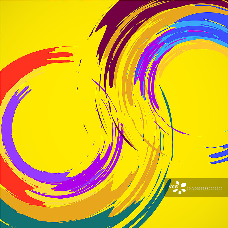 白色背景上的彩色笔触圆圈图片素材