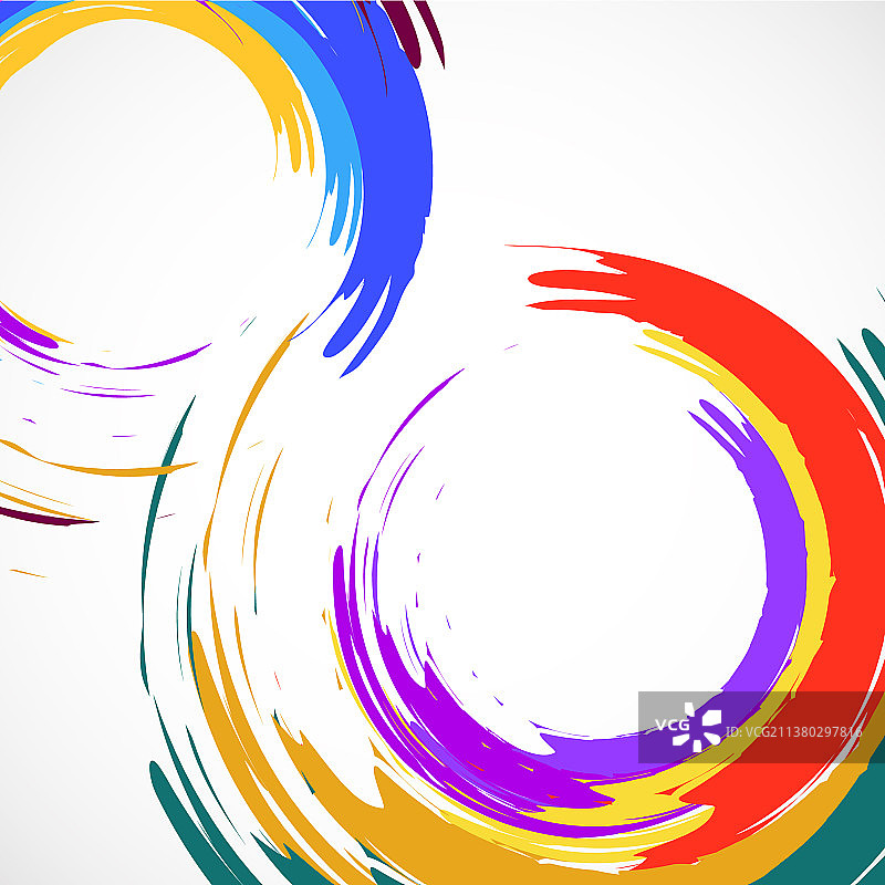 白色背景上的彩色笔触圆圈图片素材