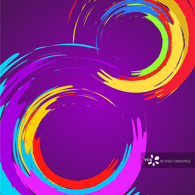 白色背景上的彩色笔触圆圈图片素材