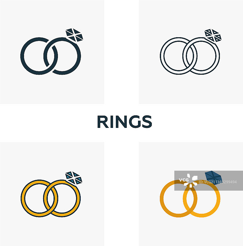 不同风格的戒指图标元素图片素材