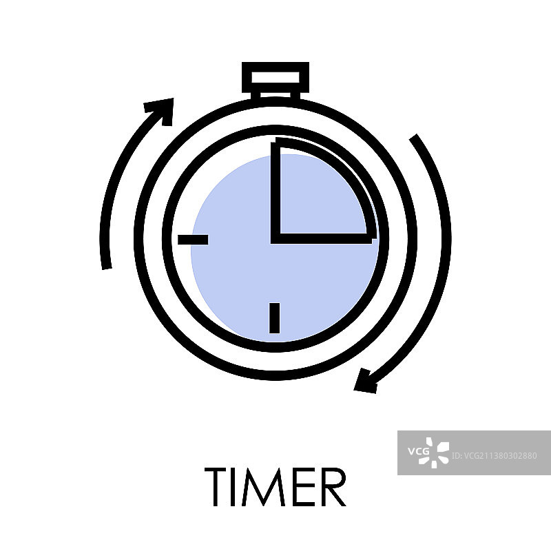 秒表或计时器时钟隔离轮廓图标图片素材