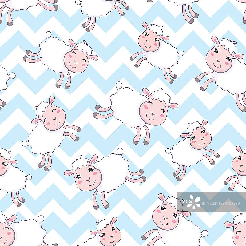可爱的绵羊无缝图案图片素材