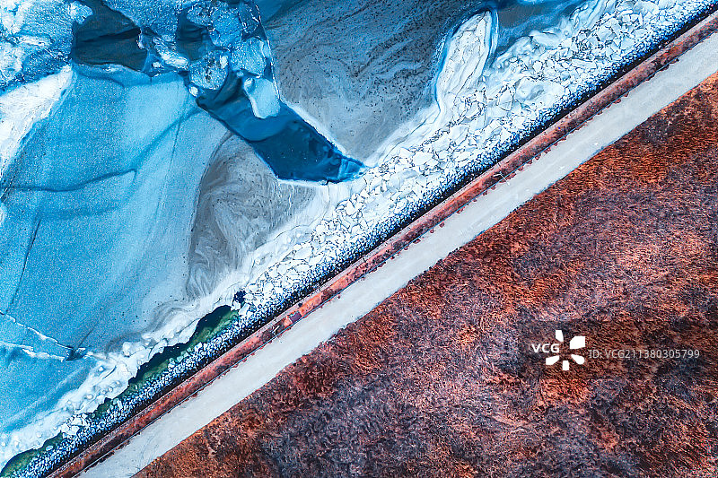 航拍胶州湾海冰图片素材