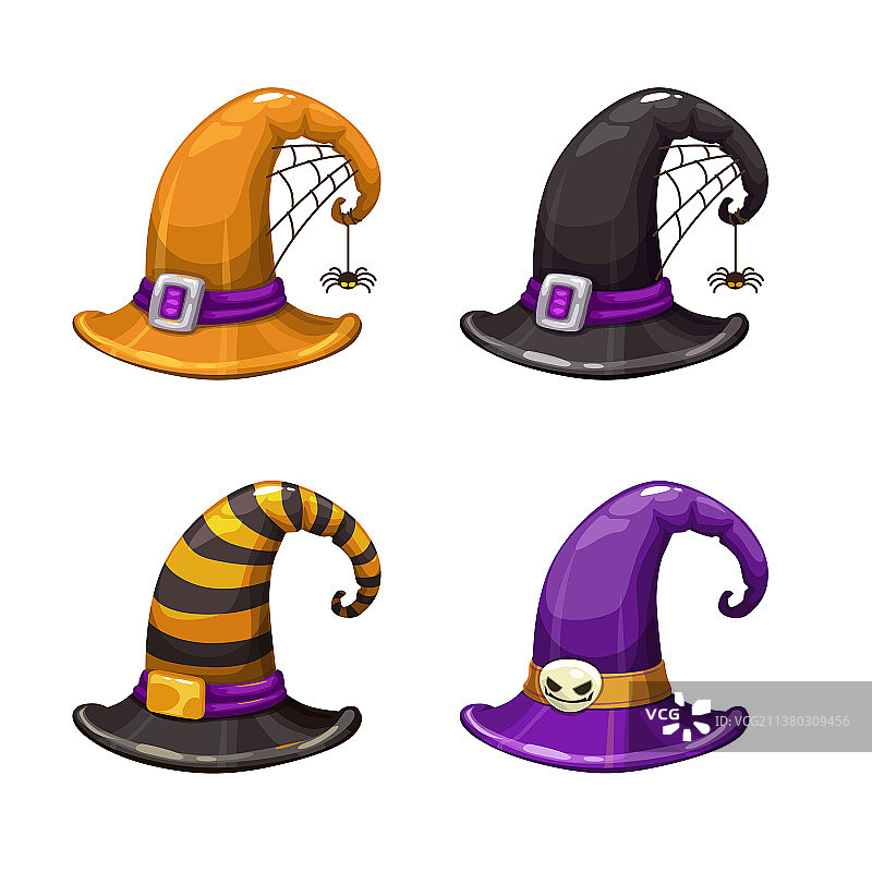 万圣节卡通女巫帽彩色图标图片素材