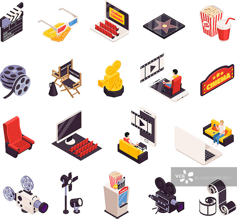 2.5D电影院图标合集图片素材