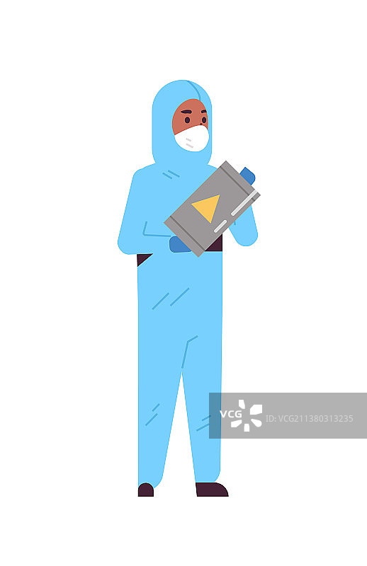 手持桶的男性科研人员图片素材