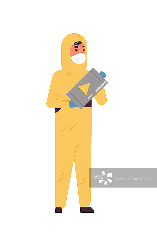 手持桶的男性科研人员图片素材